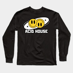 ACID HOUSE  - Double Smiley Flip (White) Long Sleeve T-Shirt